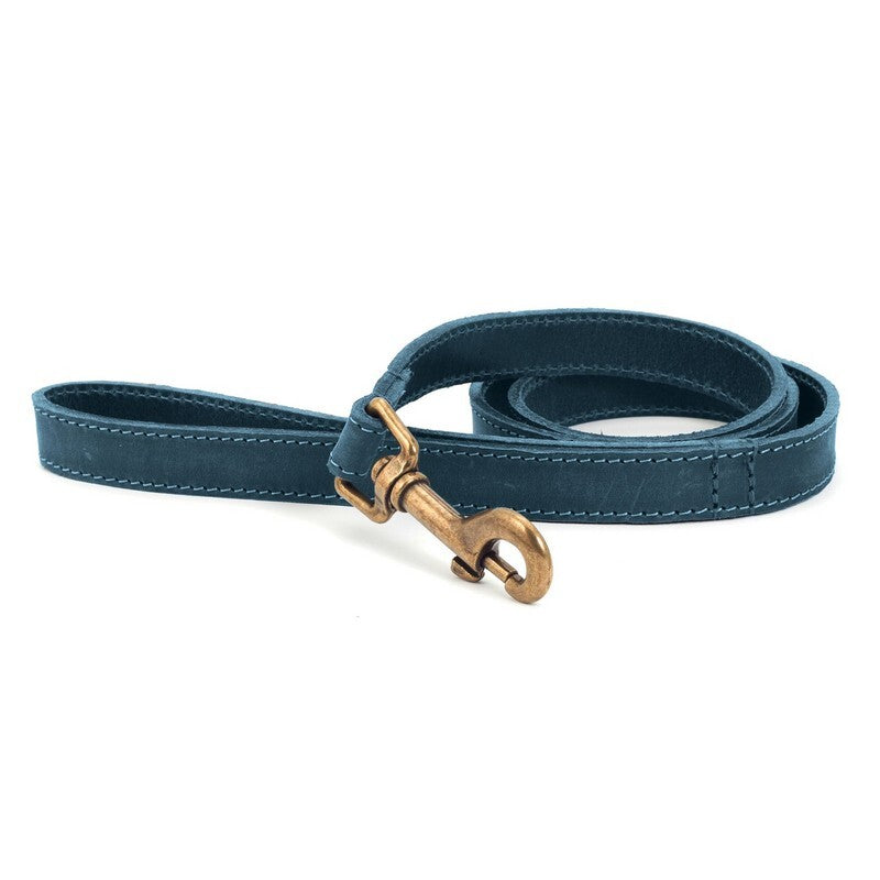 Ancol Timberwolf Leather Lead Blue 1m M