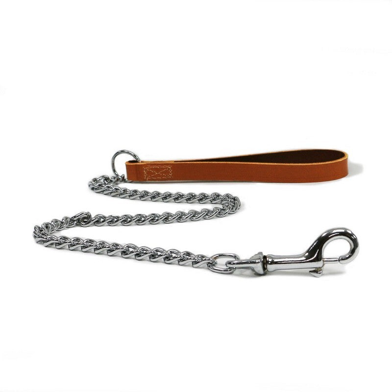 Ancol Leather Chain Lead Hvy Tan 80cm