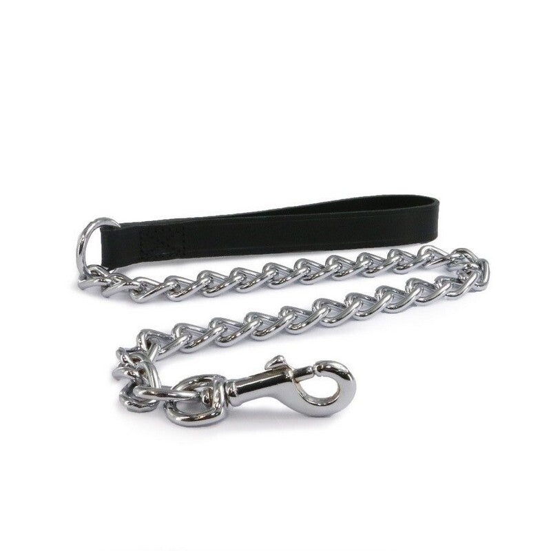 Ancol Leather Chain Lead XHvy Blk 80cm