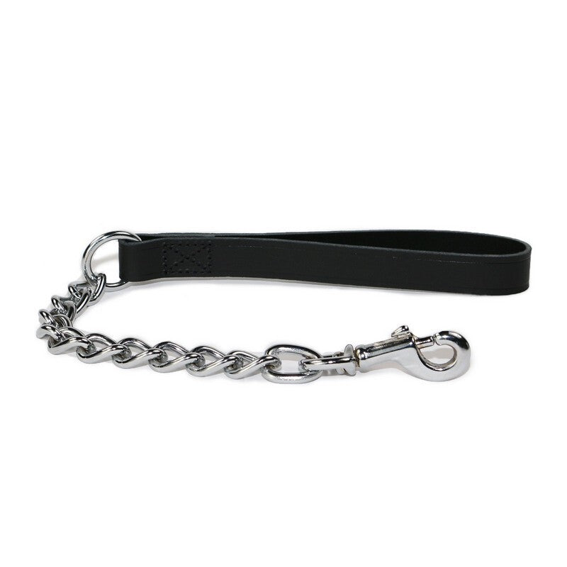 Ancol Leather Chain Lead XHvy Blk 50cm