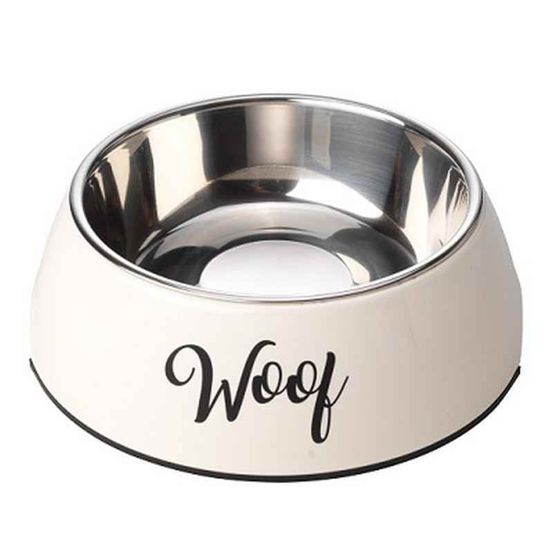 HOP Cream Woof 2 in 1 Dog Bowl L