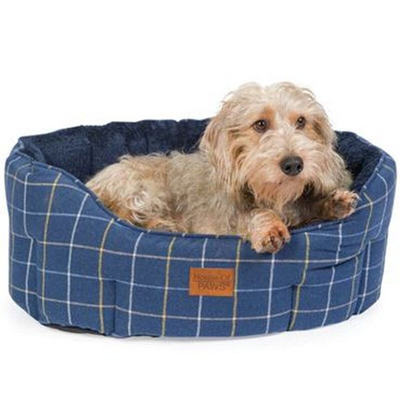 HOP Navy Check Tweed Oval Snuggle Medium