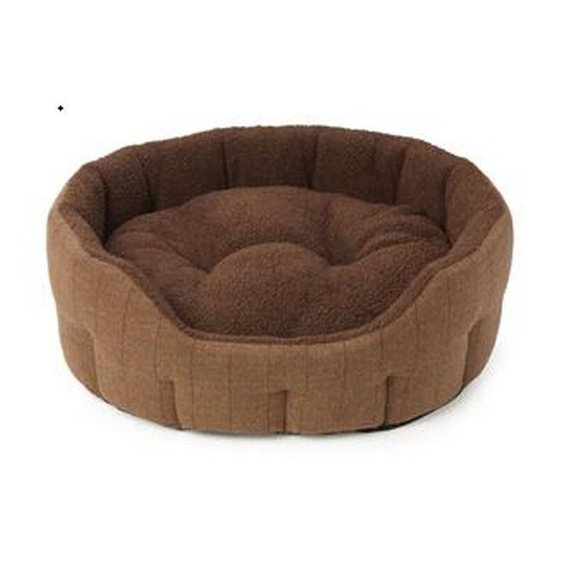 HOP Brown Tweed Faux Sskin Oval Snug S