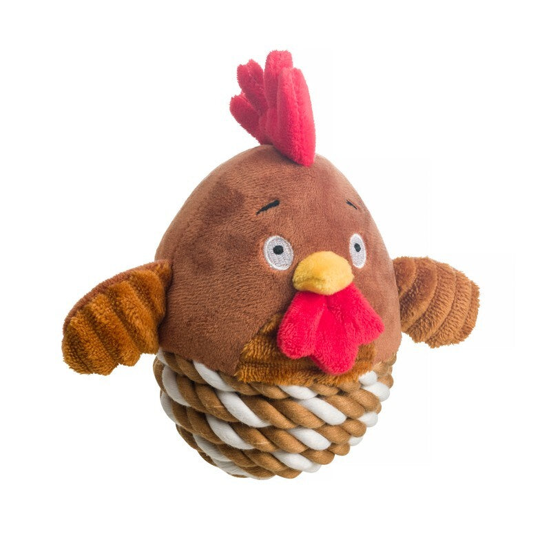HOP Chicken Rope Ball Dog Toy