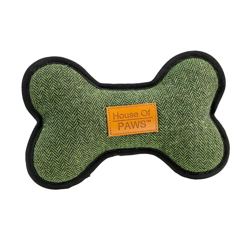 HOP Green Tweed Bone Dog Toy