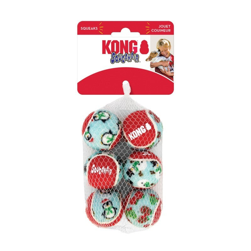 Kong Xmas SqueakerAir Tennis Ball x6 S