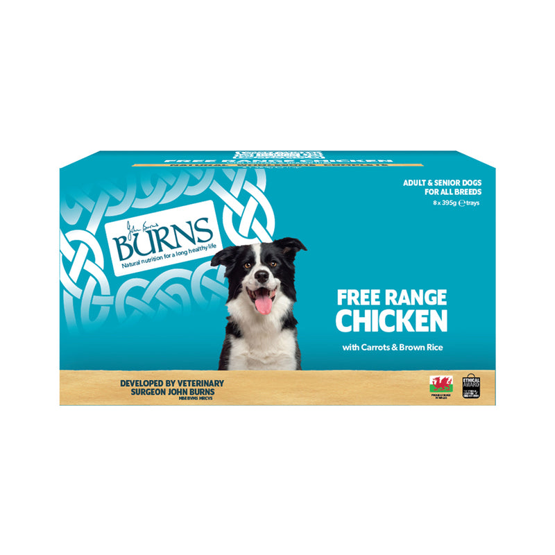 Burns Dog Tray Free Range Chicken 395gx8