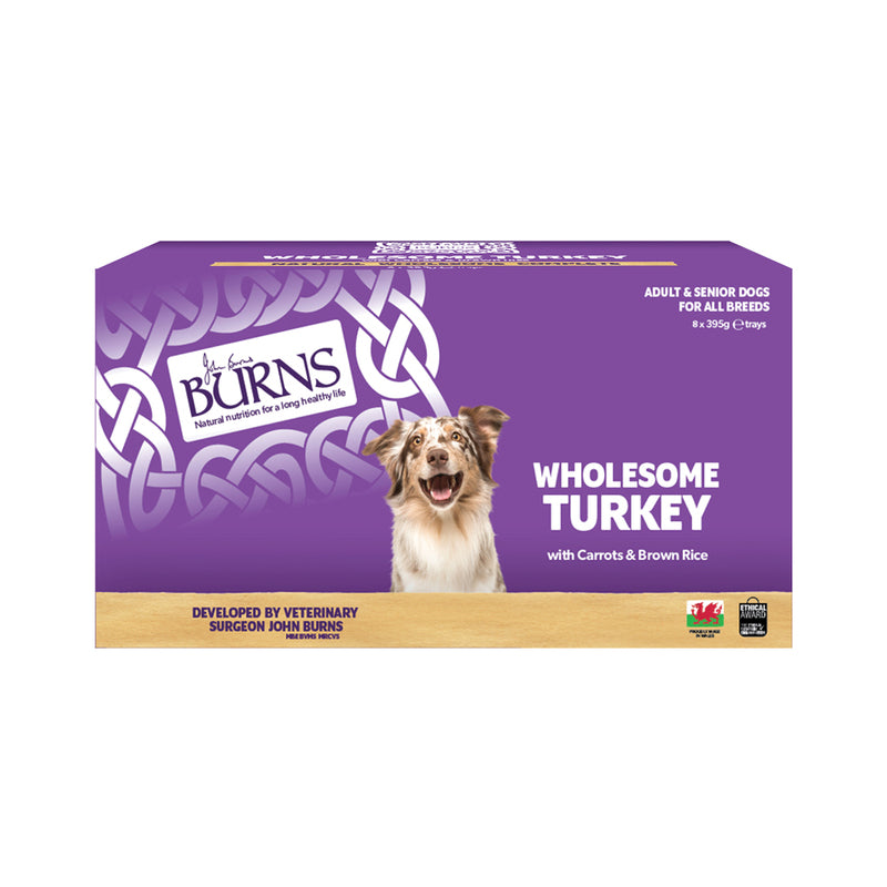 Burns Dog Tray Wholesome Turkey 395gx8