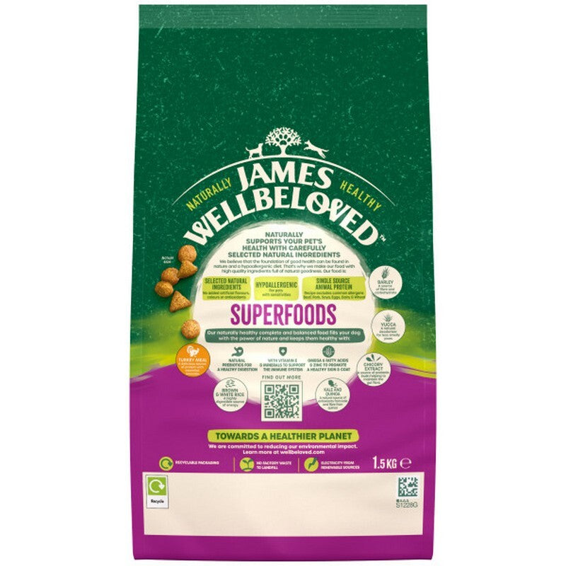 JW Dog Adult Superfoods Turkey 1.5 kg