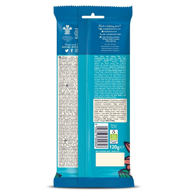 Lilys Kitchen Chew Sticks Salmon 10x120g