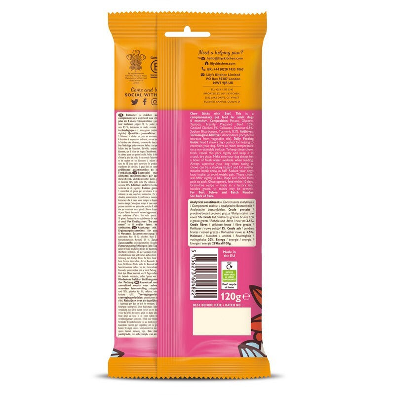 Lilys Kitchen Chew Sticks Beef 120gx10