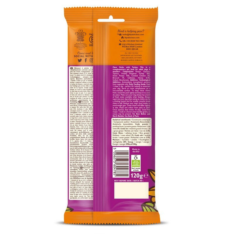 Lilys Kitchen Chew Sticks Turkey 120gx10