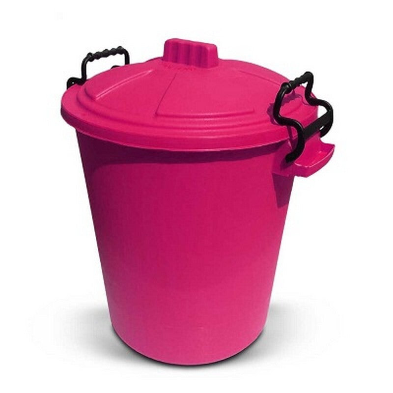 Heavy Duty Dustbin&Lid w Clip Pink 50 L