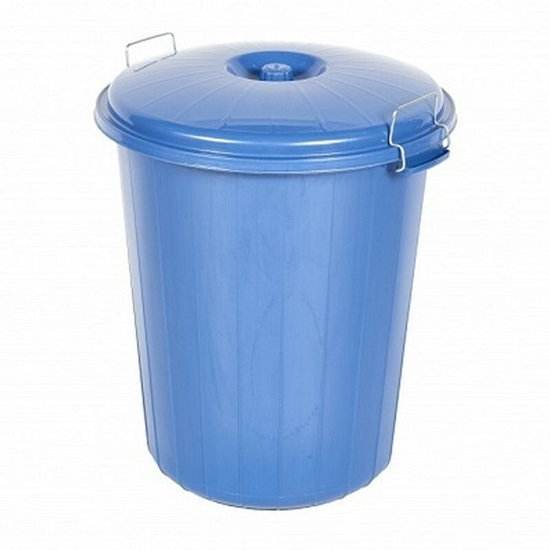 Heavy Duty Dustbin&Lid w Clip Blue 70 L
