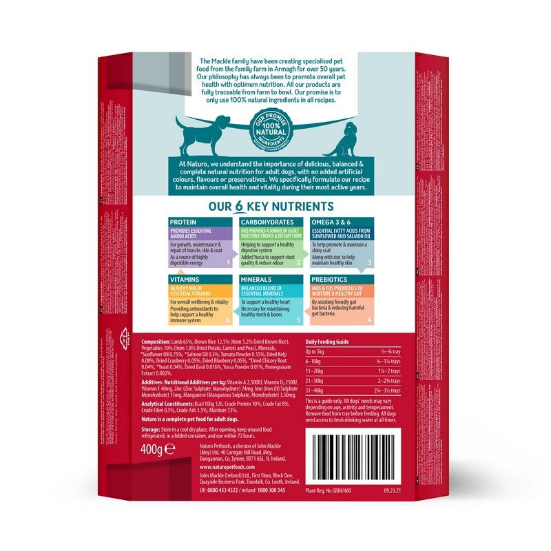 Naturo Adult Lamb R&V Tray 7x400g