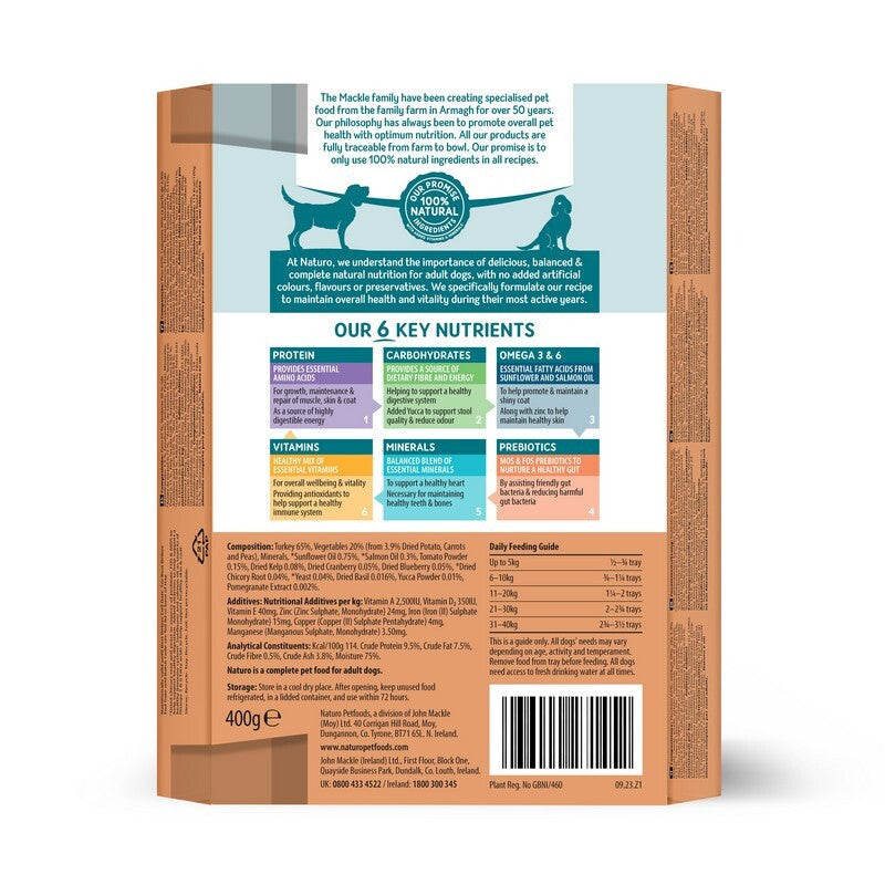 Naturo Adult GF Turkey R&V Tray 7x400g