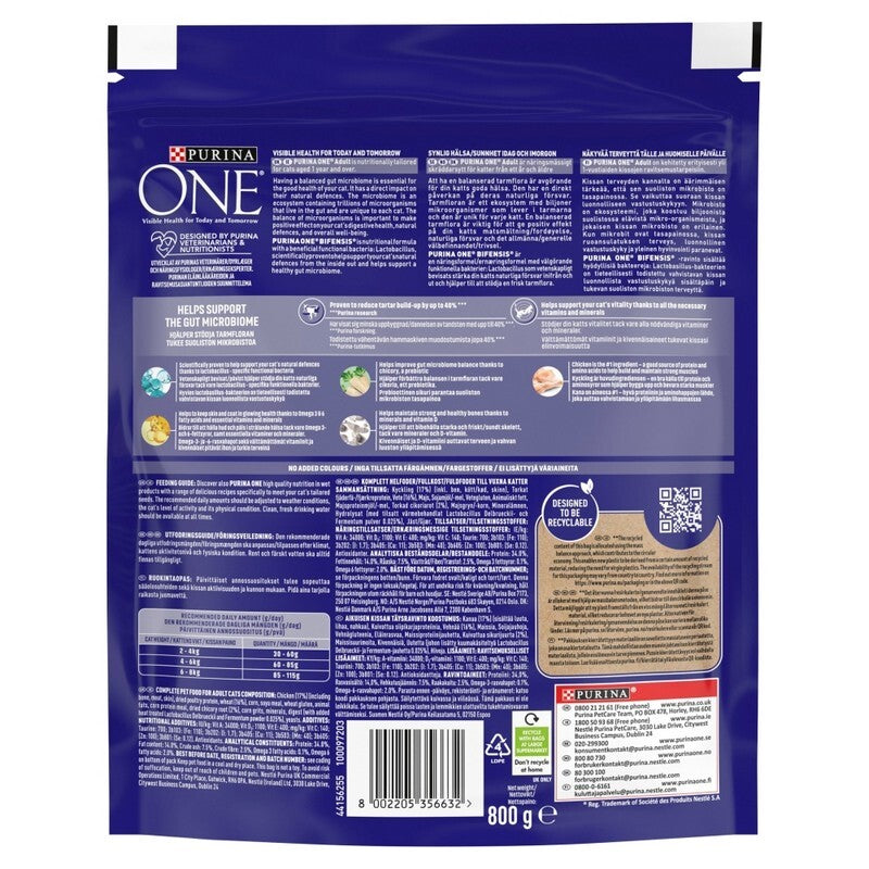 Purina One Adult Cat Chicken W/G 800gx4