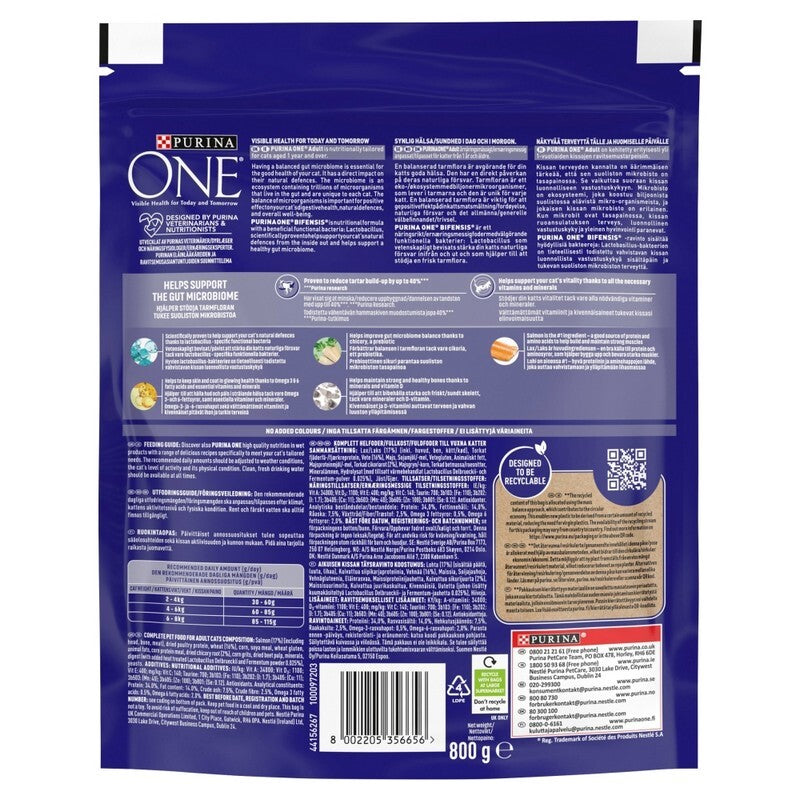 Purina One Adult Cat Salmon W/G 800gx4