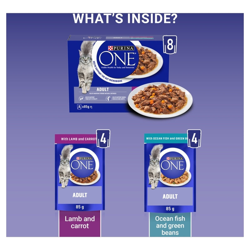 Purina One Adult Mini Fsh/Lb Pch 85gx8x5