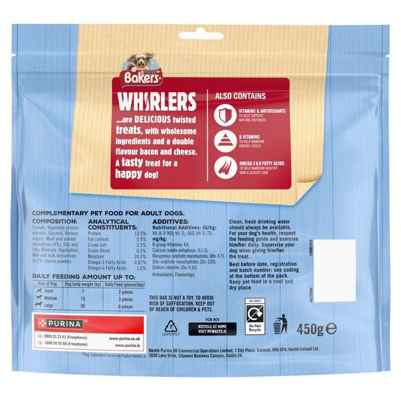 Bakers Whirlers Maxi Bacon&Cheese 450gx3