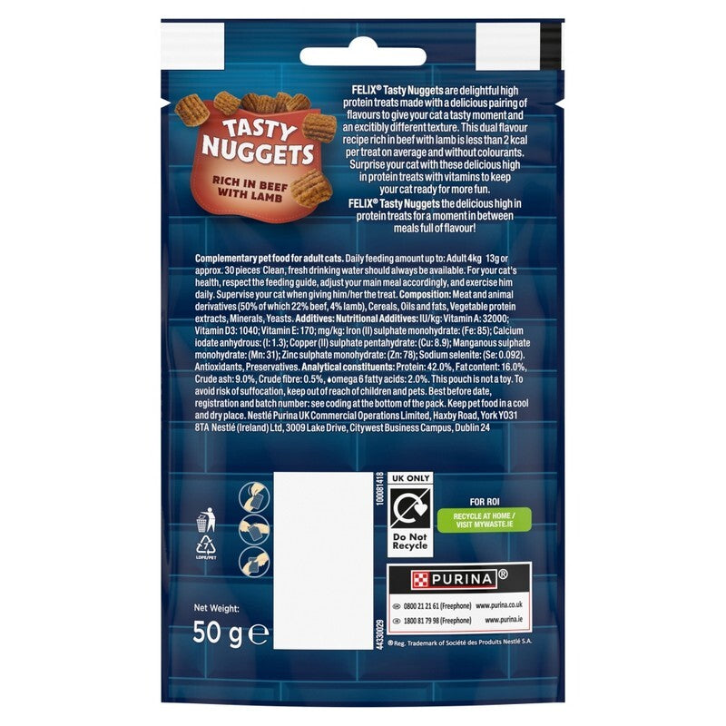 Felix Tasty Nuggets Beef & Lamb 50gx8