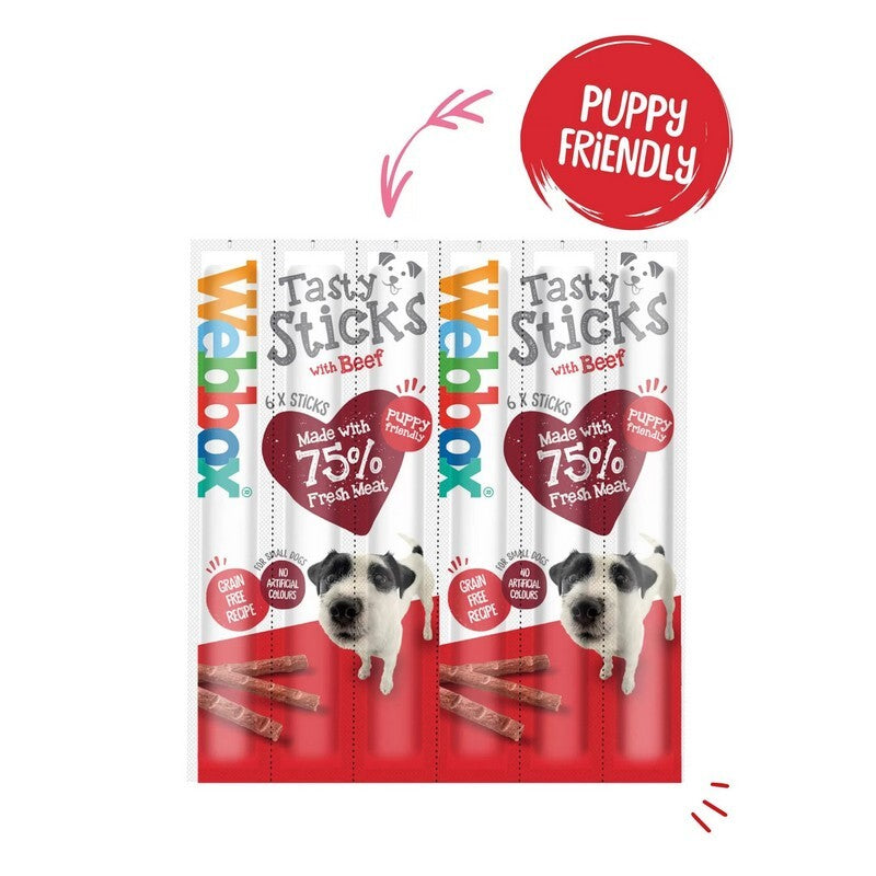 Webbox Tasty Sticks Beef Small 12x6Pk